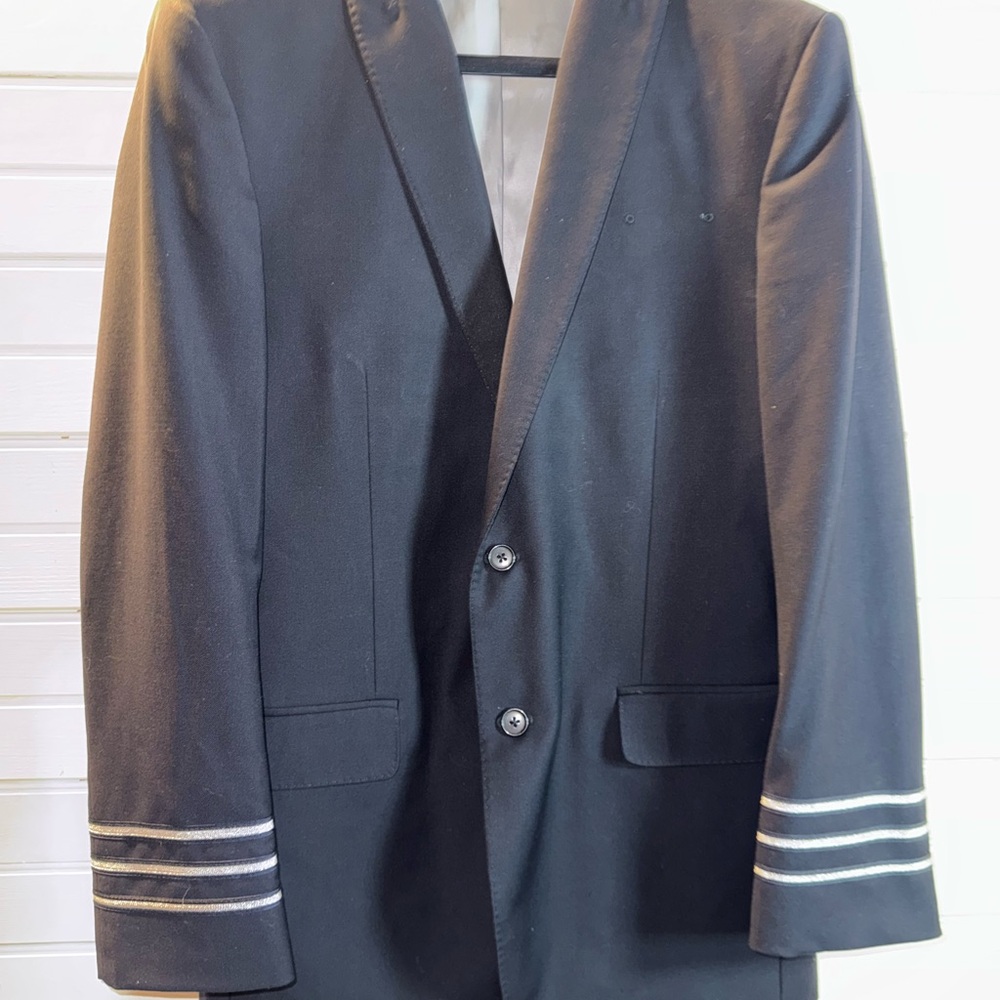 Brooks Brothers Black Blazer with Silver Stripes
